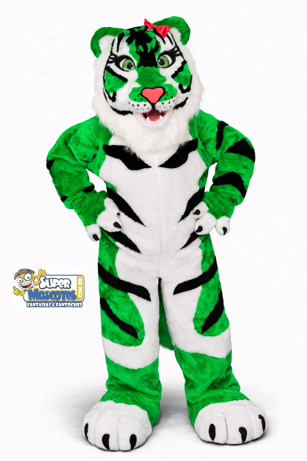 Mascote fantasia tigresa personagem promocional para eventos e ações de marketing fabricado pela Super Mascotes